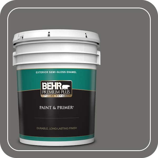 BEHR PREMIUM PLUS 5 gal. #780F-6 Dark Granite Semi-Gloss Enamel Exterior Paint & Primer