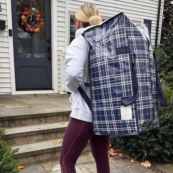 DURASACK 20 Gal. Heavy-Duty Moving and Storage Bag Navy Plaid