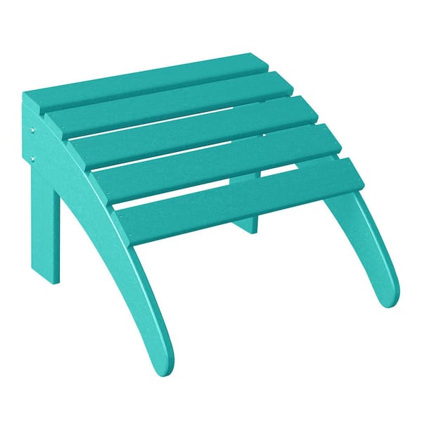 District Turquoise Outdoor Plastic Adirondack Chair Folding Ottoman