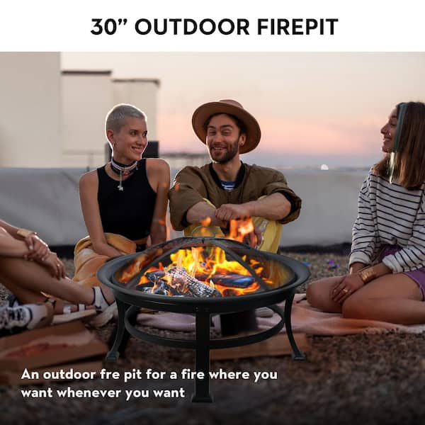 Bestier 30in W Outdoor Wood Burning Fire Pit-Durable Pits