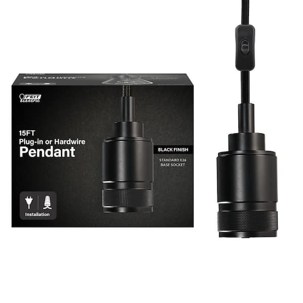 60-Watt 1-Light Socket Matte Black Industrial Style Pendant Light Plug In & Hardwire Fixture (No Bulb or Shade Included)