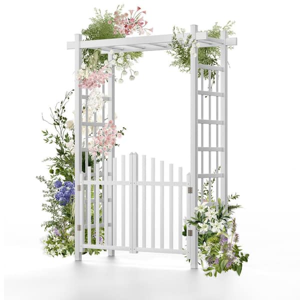 Karl home 61 in. x 85 in. Garden PVC Arbor with Gates K1G61000294