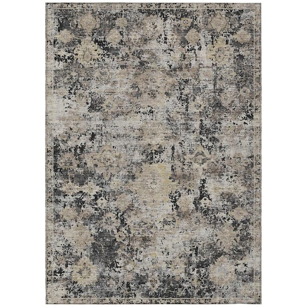Chantille Machine Washable Indoor/Outdoor Abstract ACN3116 Black 9 ft. x 12 ft. Area Rug