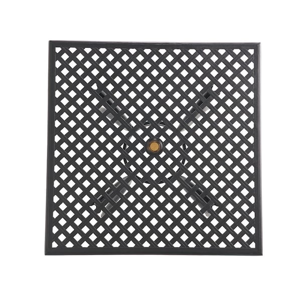 Eugene Black Sand Square Cast Aluminum Outdoor Patio Dining Table