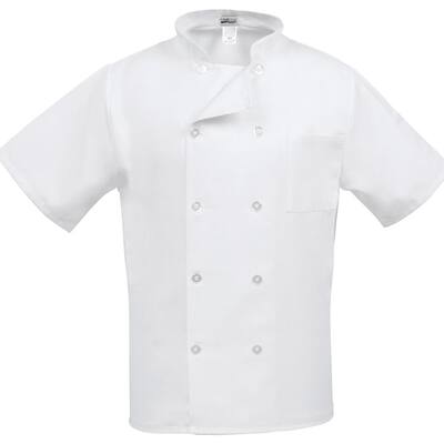 C10PS Unisex XL White Short Sleeve Classic Chef Coat