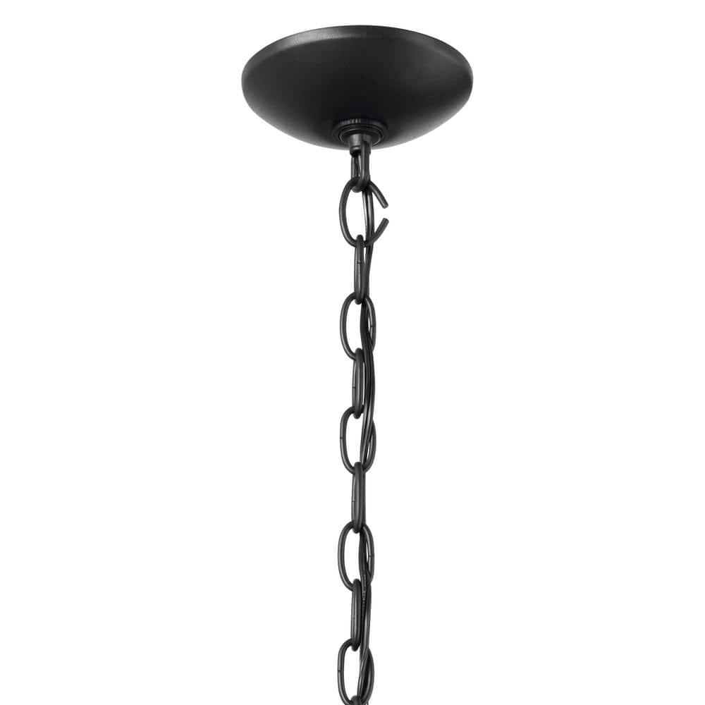 Dame Vintage Textured Black 2-Light Lantern Pendant with Clear Glass