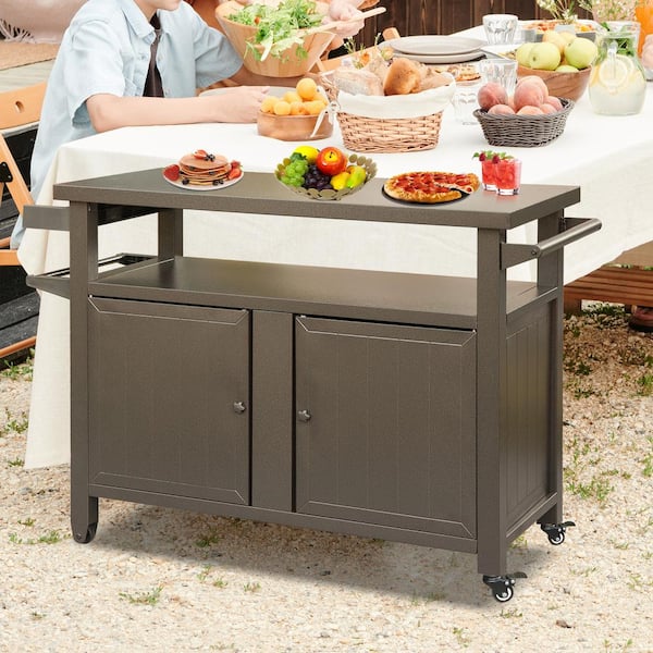 domi outdoor living Brown Outdoor Storage Cabinet with Wheels 