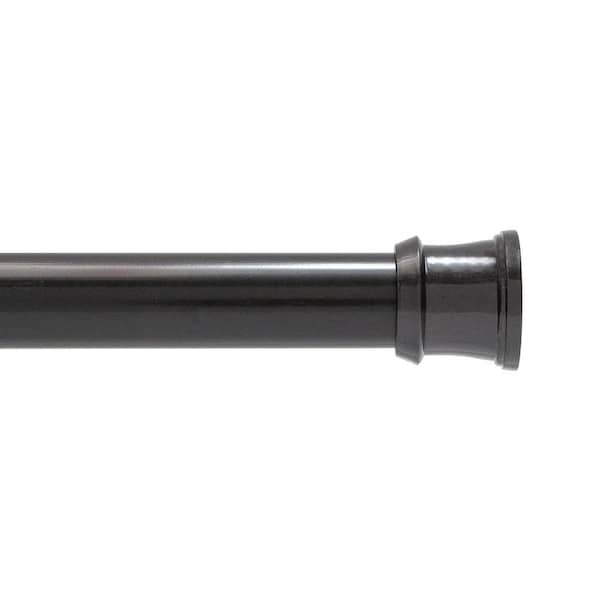 Twist and Fit No Tools 42 in. to 72 in. Steel Adjustable Shower Rod in Black