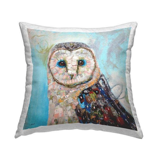 Owl Nature Modern Portrait Multi-Color Square Outdoor Throw Pillow