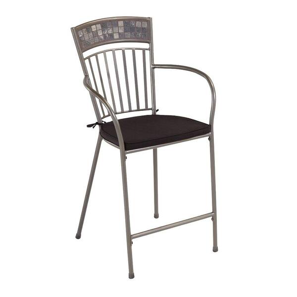 Home Styles Glen Rock Marble Patio High Dining Stool with Black Cushion