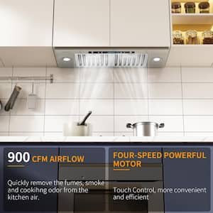 36 in. 900 CFM Convertible Insert Range Hood in Stainless Steel with LED, Touch/Remote Controls, Dishwasher-Safe Filters