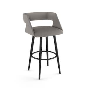 Marvin 27 in. Silver Grey Polyester/Black Metal Counter Stool