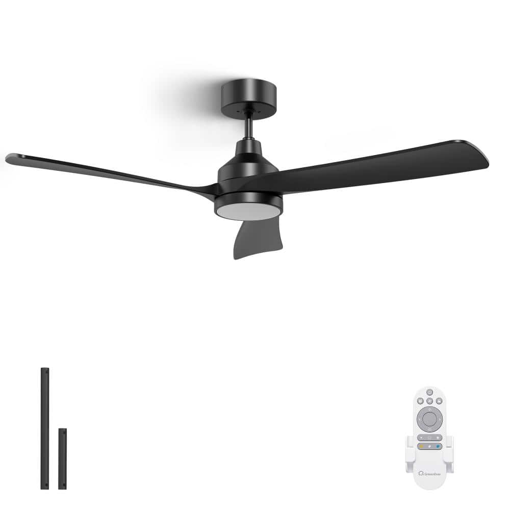 52 in. Ceiling Fan with Light Kit, Quiet Reversible DC Motor, 3CCT Dimmable LED, Matte Black price history on PriceWatchPro