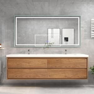 Sage 84 in. W Vanity in Teak Oak with Reinforced Acrylic Vanity Top in White with White Basin