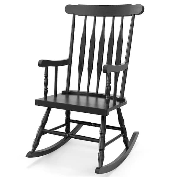 Costway Solid Wood Outdoor Rocking Chair Porch Rocker Indoor Outdoor Seat Glossy