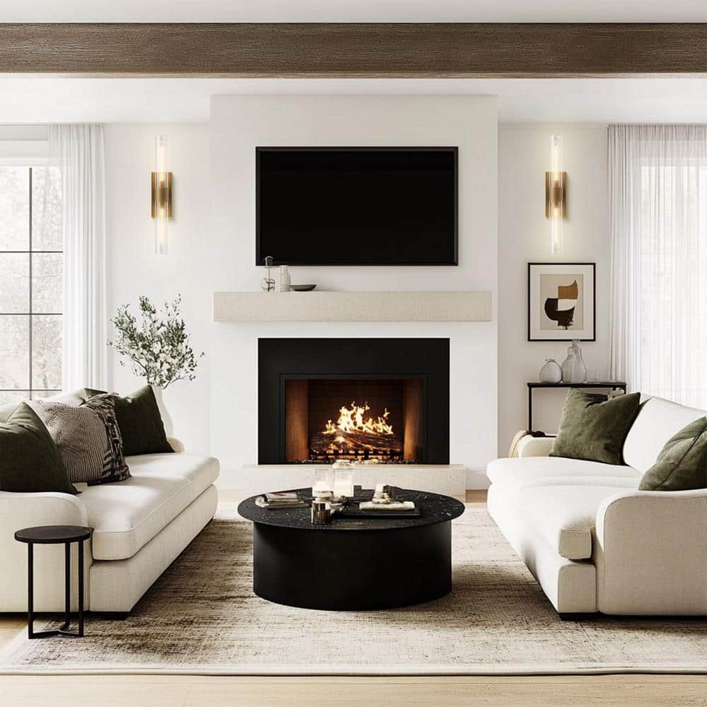 Brass and Glass Dimmable Wall Sconce Set