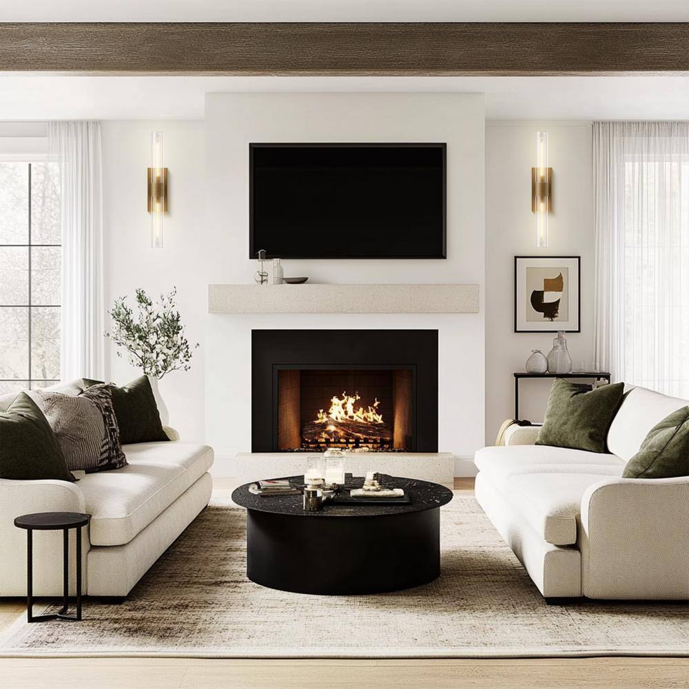 Brass and Glass Dimmable Wall Sconce Set