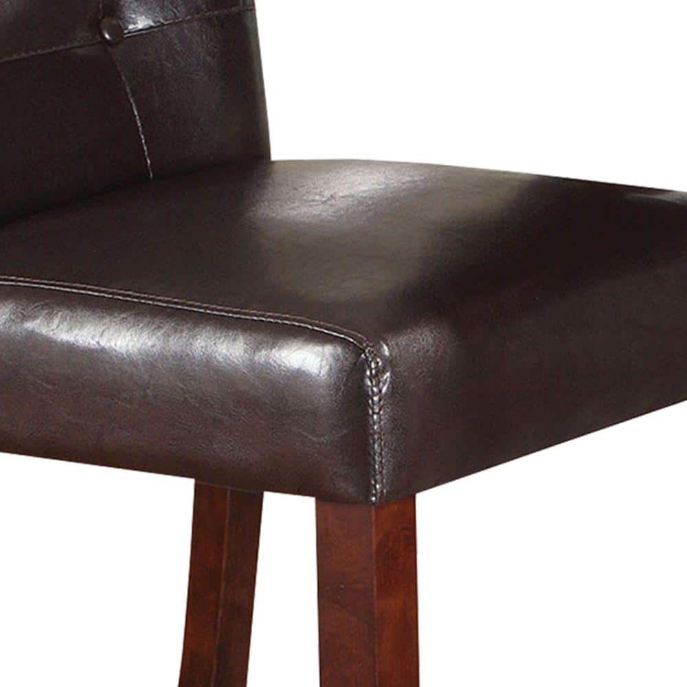 Cherry Brown Solid Hardwood & Espresso Leather Counter Height Chair (Set of 2)