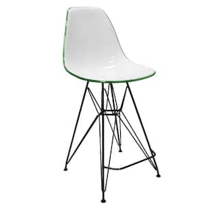 ABS Plastic Barstool 29.5 in. Seat Height Stool with Footrest and Black Steel Base Cresco Series in White/Green