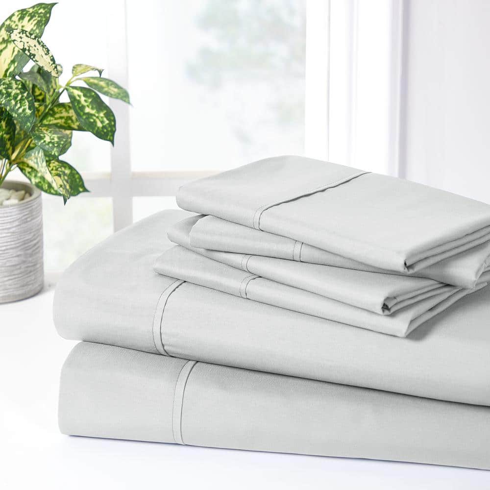 Silver Bamboo Microfiber Full Sheet Set with 4 Pillowcases