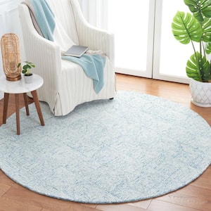 Abstract Blue/Ivory 6 ft. x 6 ft. Marle Diamond Chevron Round Area Rug