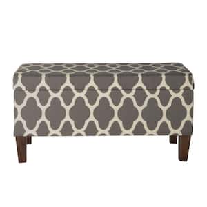 Drake Large Decorative Gray Geo Bench with Storage 18 in. Height X 36 in. Width X 16 in. Depth