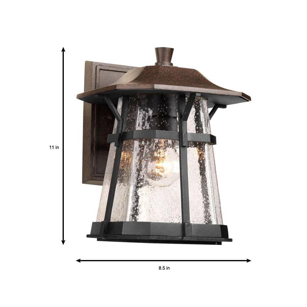 Espresso Bronze Outdoor Wall Lantern with Clear Seeded Glass