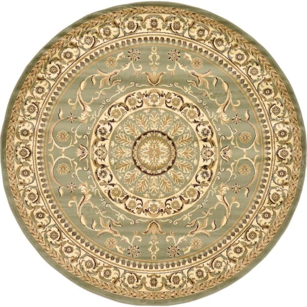 Unique Loom Versailles Napoleon Light Green 8' 0 x 8' 0 Round Rug