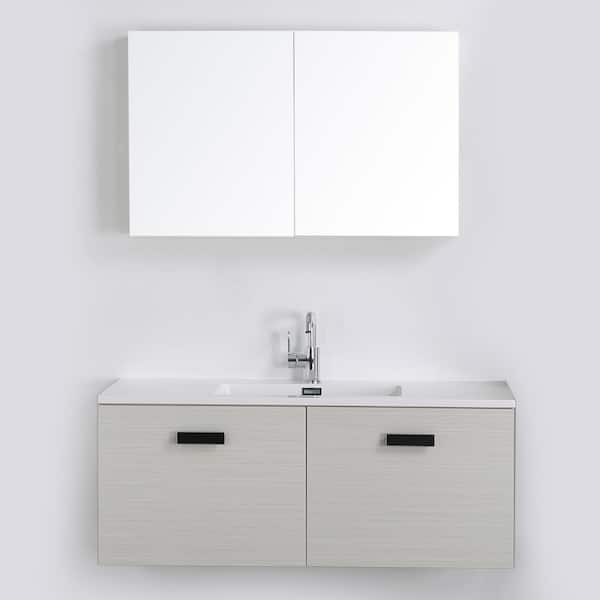 Streamline 47.2 in. W x 18.1 in. H Bath Vanity in Gray with Resin Vanity Top in White with White Basin and Mirror