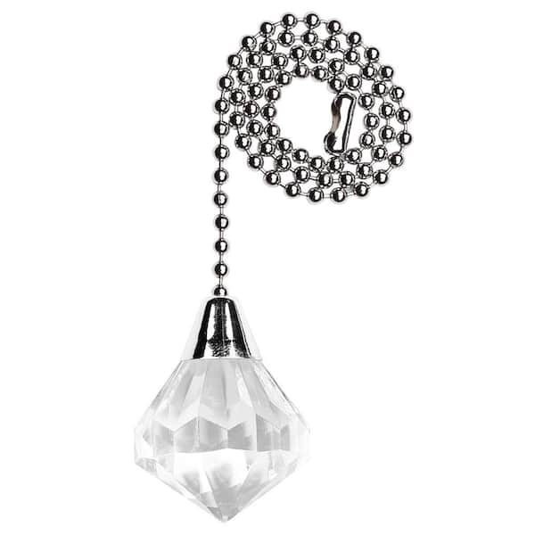 Chrome Acrylic Diamond Pull Chain, Ceiling Fan Pull Chain