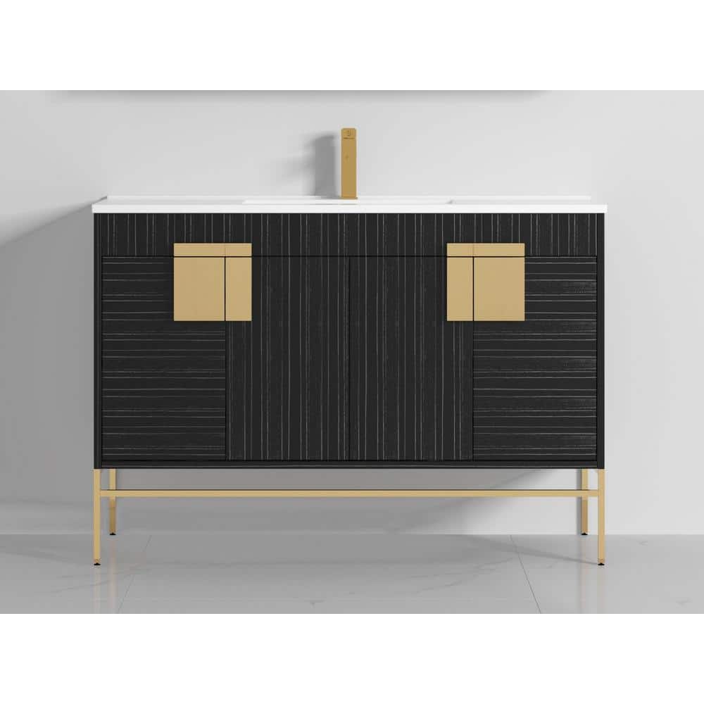 Minimalistic 47 in. W x 18 in. D x 33 in. H Bathroom Vanity in Grey with Porcelain Sink Top price history on PriceWatchPro