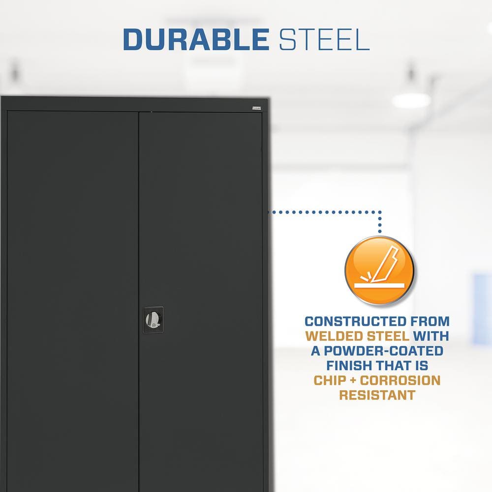 Black Full Height Steel Office Storage Cabinet with Adjustable Shelving
