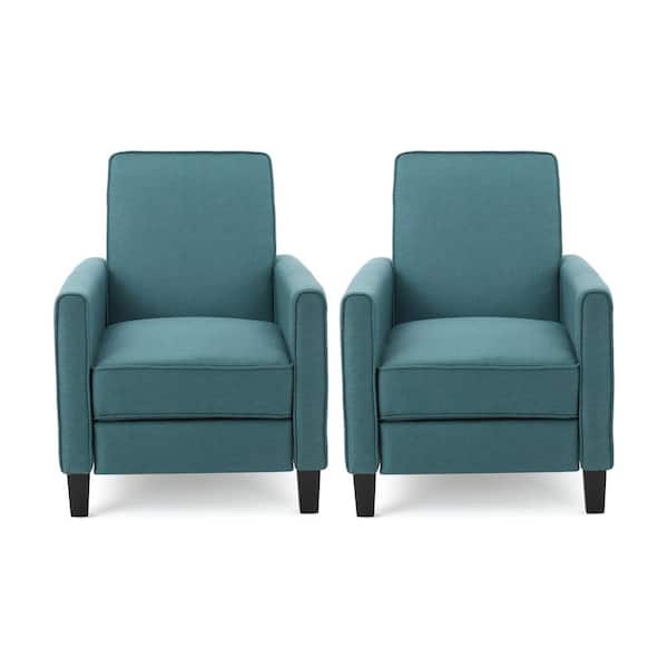 Noble House Darvis Dark Teal Fabric Recliner (Set of 2)