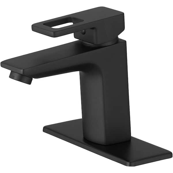 BWE Single Hole Single-Handle Bathroom Faucet In Matte Black A-96034 ...