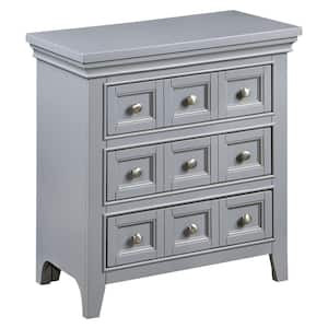 Ranchero 3-Drawer Gray Nightstand (28 in. H x 26 in. W x 16 in. D) With USB Ports