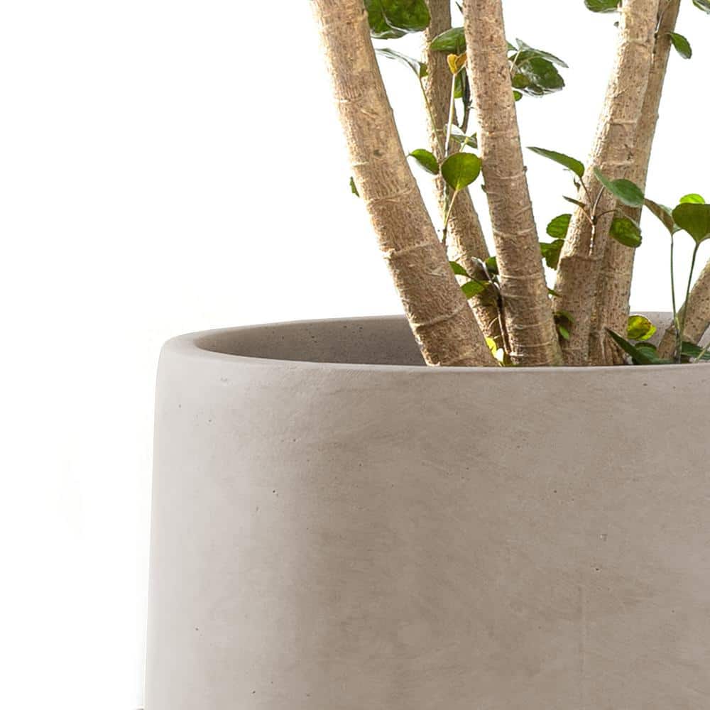 Weathered Concrete Round Planter Set with Drainage Holes