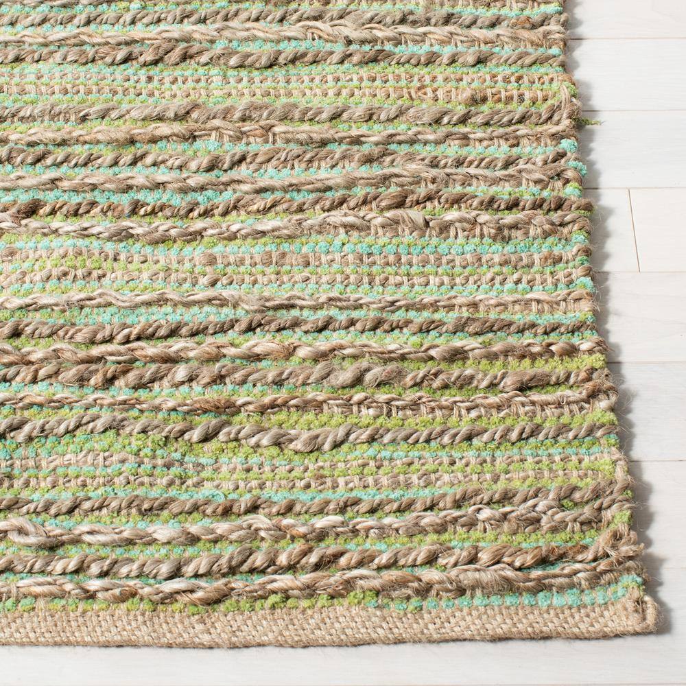 Green Hand-Knotted Cotton Square Area Rug
