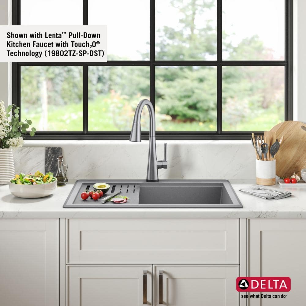 Delta Everest 30" Gray Granite Composite Single Bowl Workstation Sink