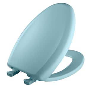 Soft Close Elongated Plastic Closed Front Toilet Seat in Dresden Blue Removes for Easy Cleaning and Never Loosens