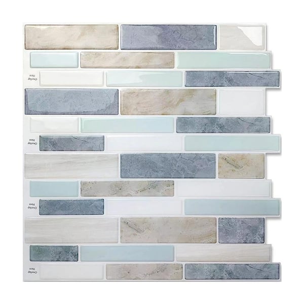 Yipscazo 11.80 in. x 11.80 in. Light Blue Vinyl Peel and Stick Backsplash Tiles for Kitchen ( 10-Pack/9.7 sq. ft. )
