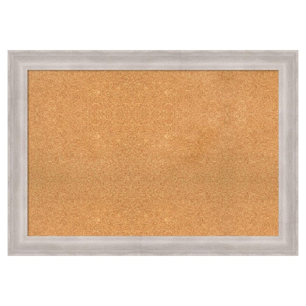 Amanti Art Beachwood Grey Wood Framed Natural Corkboard 41 in. x 29 in. Bulletin Board Memo Board