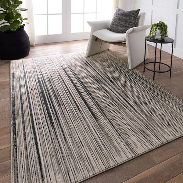 Jaipur Genteel Striped Gray/ Cream Area Rug - 2'8 x 8