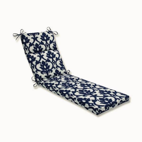 Pillow Perfect 21 x 28.5 Outdoor Chaise Lounge Cushion in Blue/White Basalto