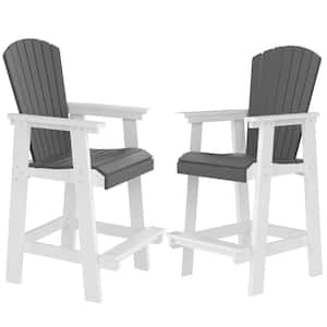 High Back Wood Tall Patio Outdoor Bar Stool Chair Set of 2