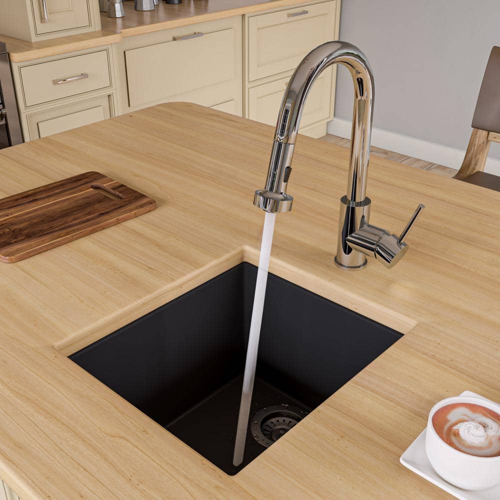 Black Granite Composite Undermount Single Bowl Kitchen Sink