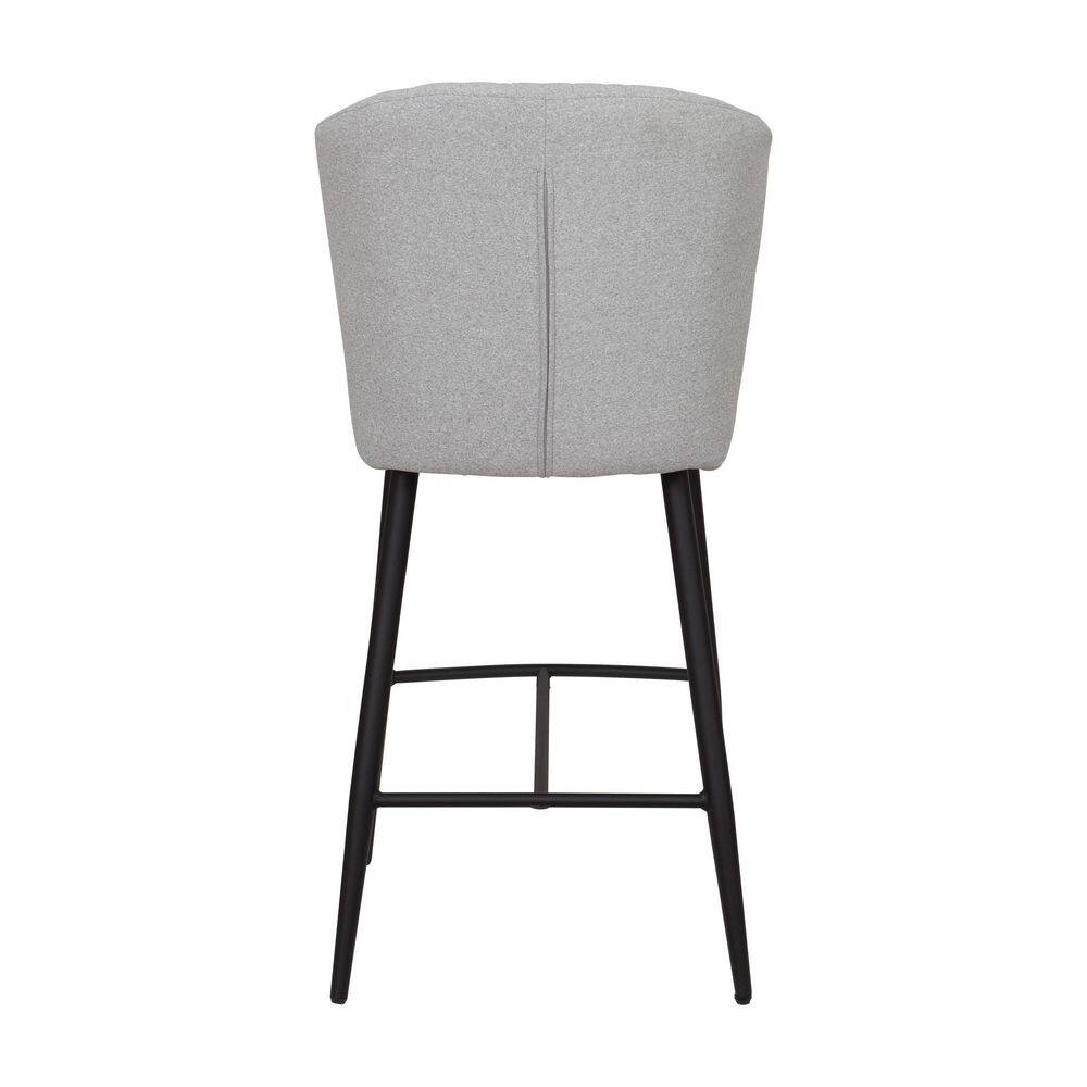 Jasper Light Gray Upholstered Channel Tufted Barstools with Metal Legs - Set of 2