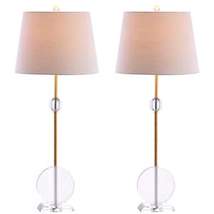 Spencer 34 in. Crystal/Metal Table Lamp, Brass (Set of 2)