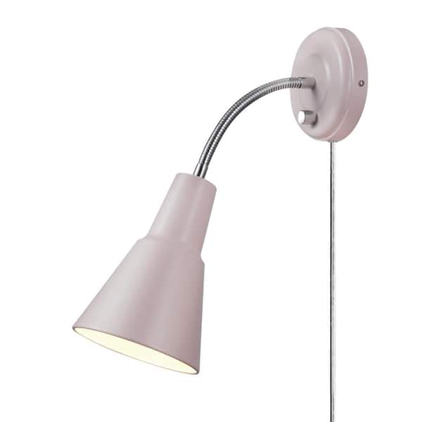 Globe Electric Sophie 1 Light Matte Rose Plug In Or Hardwire Wall Sconce 13064 The Home Depot - Home Depot Wall Sconce Plug In