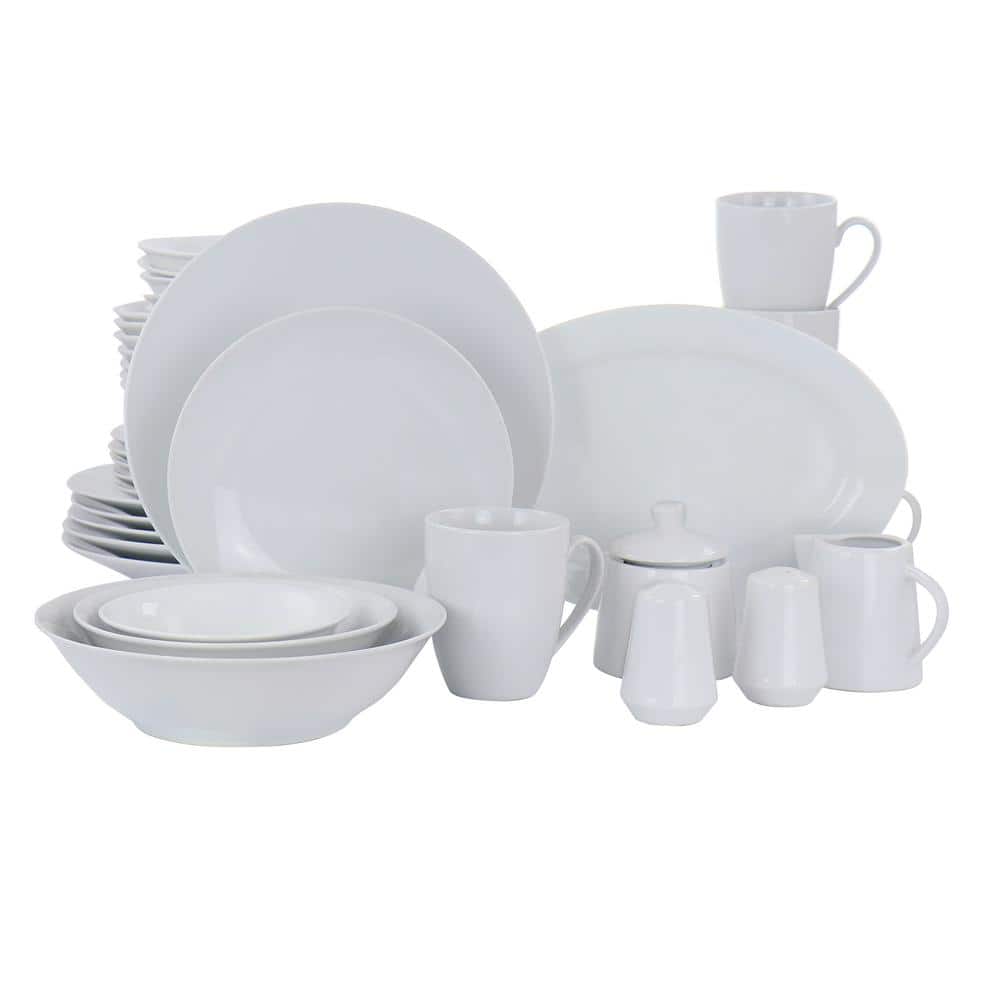 Gibson Home 39Piece White Classic Pearl Fine Ceramic Dinnerware Set