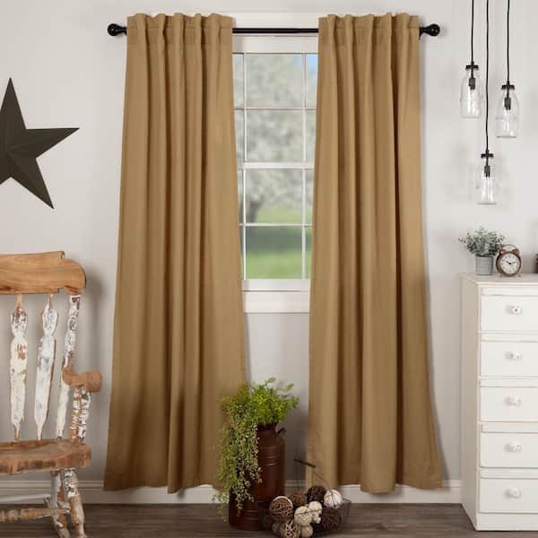 VHC BRANDS Simple Life Flax 40 in W x 84 in L Light Filtering Rod Pocket Window Panel Khaki Pair